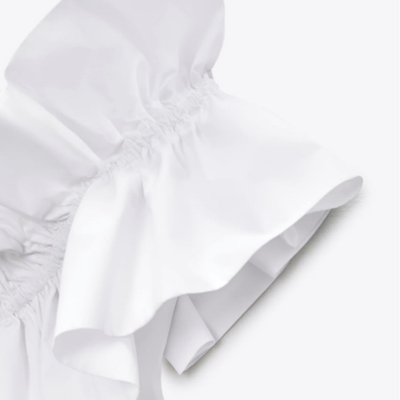 Zara Tops Nwt Zara Poplin Top With Ruffles Size L Poshmark